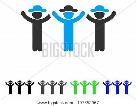 Gentlemen Hands Up Roundelay flat vector pictograph. Colored gentlemen hands up roundelay gray, black, blue, green pictogram versions. Flat icon style for web design.