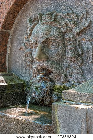 Fountain in Voronikhin Park near the Kazan Cathedral. In the photo there is a fragment of a fountain. The author of the fountain is French architect Jean-Francois Toma de Tomon. St-Petersburg, Russia
