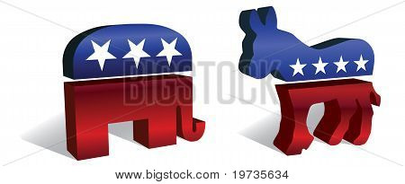 3D republikanische & Demokrat Symbole