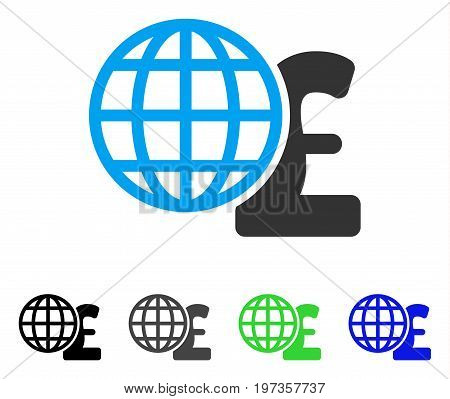 Global Pound Finances flat vector pictogram. Colored global pound finances gray, black, blue, green pictogram variants. Flat icon style for web design.