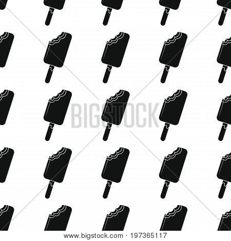 Ice cream in stick seamless pattern vector illustration background. Black silhouette ice cream stylish texture. Repeating ice cream seamless pattern background for food design and web