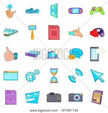 File sharing icons set. Cartoon set of 25 file sharing vector icons for web isolated on white background