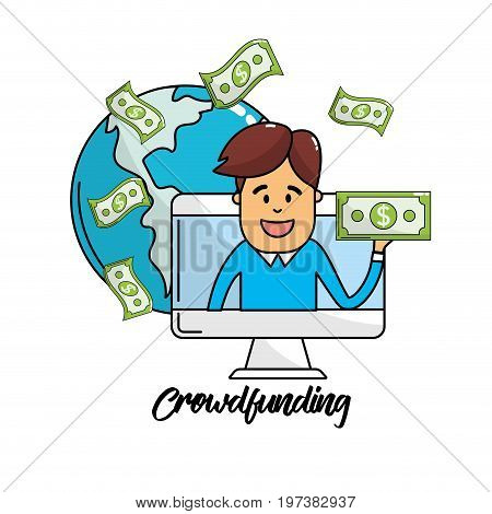 global business connections with bills cash moey vector illustration