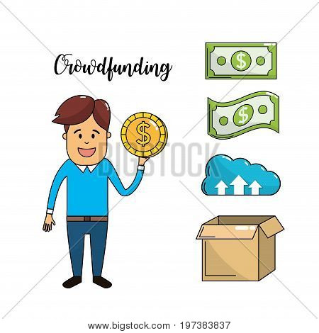 businessman with cash money economy of the company vector illustration