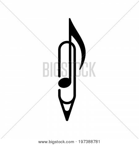 Logo design. Music note pen paper clip on white background. Vector illustration.