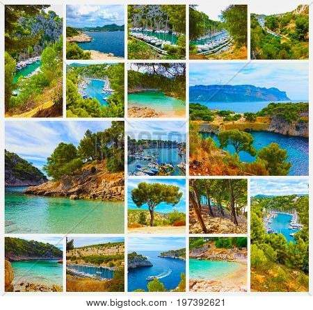 Calanque between Marseille and Cassis, Provence France. Collage