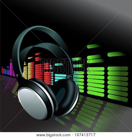 Realistic Headphones colorful digital music volume Equalizer background