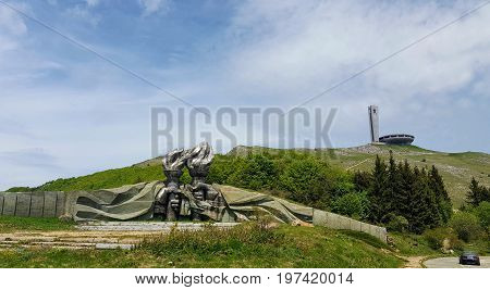 A Communist monument in the Bulgarian mountains