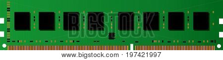 Flat green and black DDR3 memory for computer