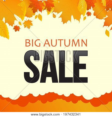 Autumn sale, foliage, banner. Vector illustration. Flat design.