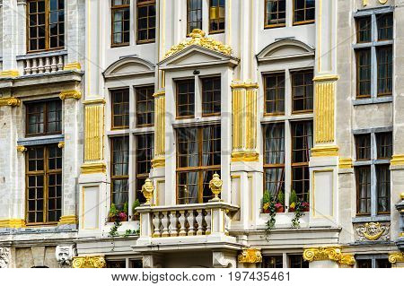 Old But Renovated Windows In Historical Part Of Bruxelles