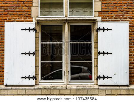 Old But Renovated Windows In Historical Part Of Bruxelles