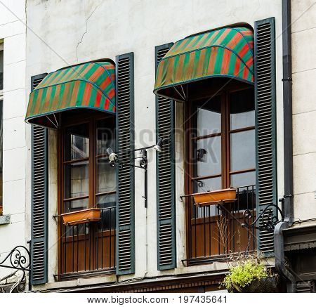 Old But Renovated Windows In Historical Part Of Bruxelles