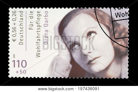 GERMANY - CIRCA 2001 : Cancelled postage stamp printed by Germany, that shows Greta Garbo.