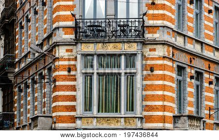 Old But Renovated Windows In Historical Part Of Bruxelles