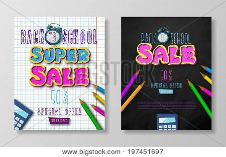 Back to school. Tipographic Banner. Bright flyer. Vector Illustration