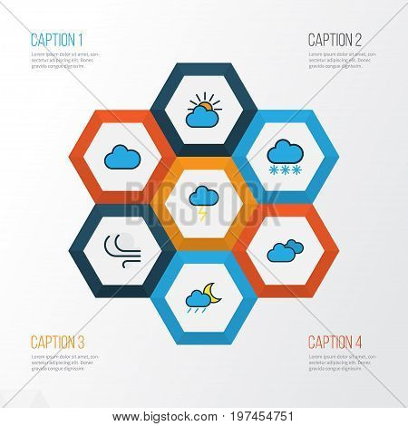 Climate Colorful Outline Icons Set. Collection Of Snowing, Cloudburst, Overcast Weather And Other Elements