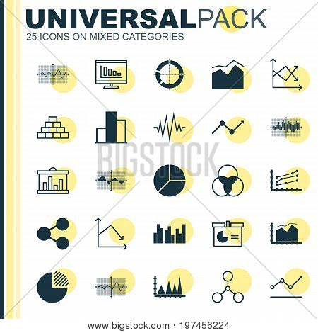 Set Of Graphs, Diagrams And Statistics Icons. Premium Quality Symbol Collection