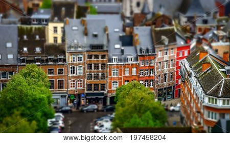 Tilt-shift Panoramic Aerial View Of Namur, Spring Day