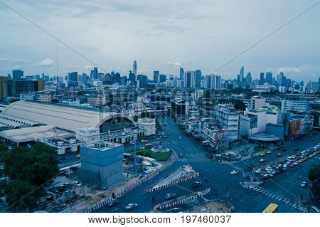 Bangkok Thailand - July 17 2017 : Bangkok central train station (Hua Lamphong Railway Station). This is the main railway station in Bangkok located in the center of Bangkok.