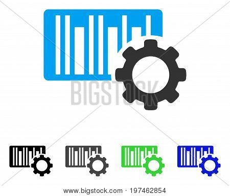 Bar Code Settings flat vector icon. Colored bar code settings gray, black, blue, green icon variants. Flat icon style for web design.