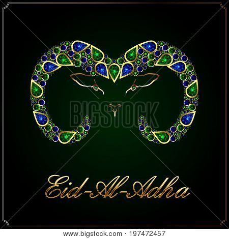 The head of a ram from gold and precious stones to an Islamic holiday Aid- Al- Adha