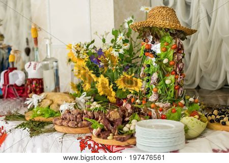 Banquet, wedding table, meal at the wedding, reception, table decor, decor of food