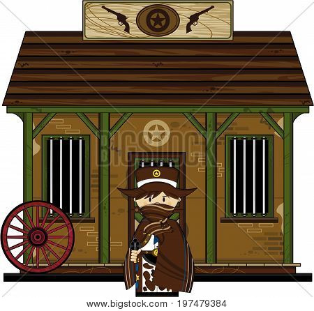 Cute Cowboy Sheriff At Jail.eps