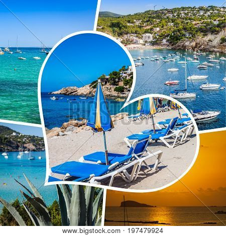 Collage of  island  Ibiza, Spain. Europe .