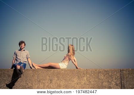 Couple Woman Man Spending Time Together.