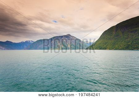 Mountains Landscape And Fjord In Norway