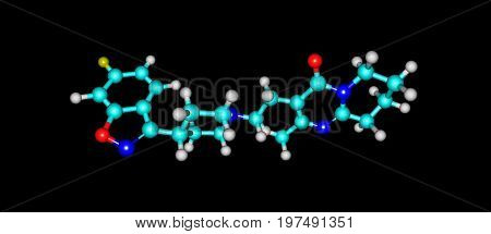 Risperidone is an antipsychotic medication. It is mainly used to treat schizophrenia bipolar disorder and irritability in people with autism. 3d illustration