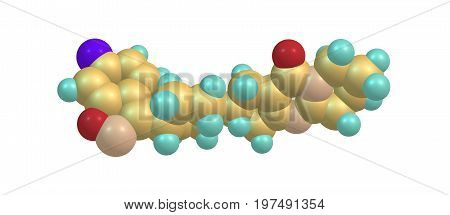 Risperidone Medication Molecular Structure Isolated On White