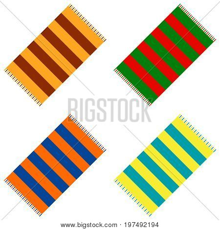 Beach towel a set of beach towels. Flat design vector illustration vector.