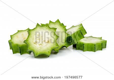 Slice Luffa Acutangula Isolated On White Background
