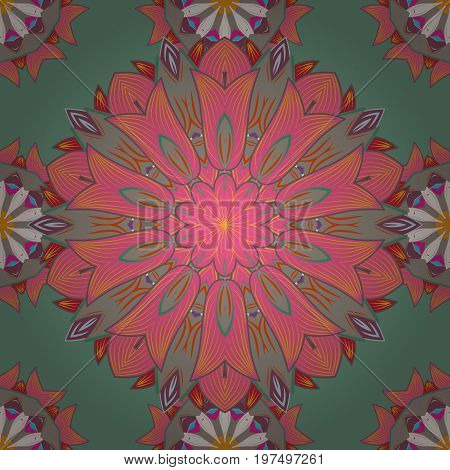 Beautiful Fabric Pattern. Flat Flower Elements Design. Colour Summer Theme Seamless Pattern Backgrou