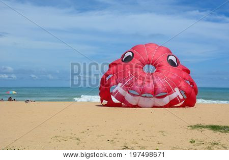 Playing Parasailing In Phuket, Thailand
