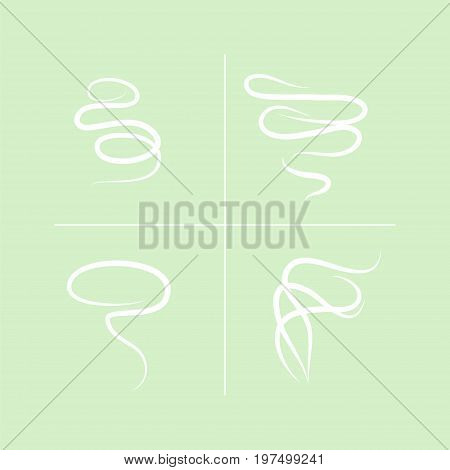 Smell and aroma sign set. Stock vector illustration of odor and scent silhouettes spirals and curved lines.