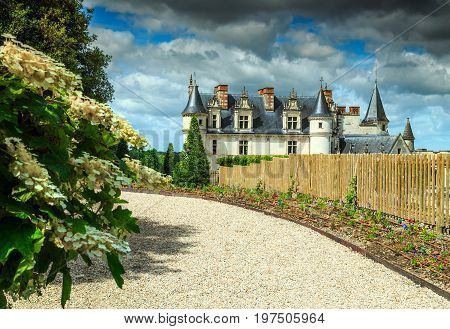 Spectacular ornamental garden of Amboise castle in the Loire Valley France Europe