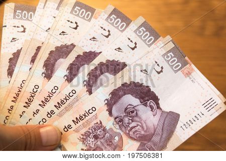 Five Hundred Mexican Pesos Bills Photograph
