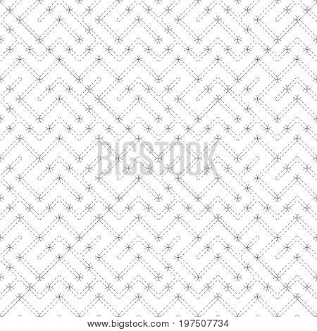 Vector seamless pattern. Modern stylish texture. Regularly repeating geometric grid with dashed thin zigzag lines. Abstract linear maze background. Graphical design element