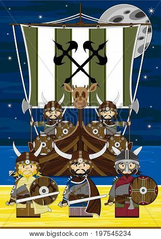 Vikings And Ship Scene