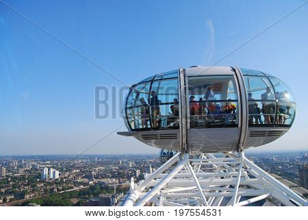 London, United Kingdom - July 22, 2014: The London eye - Europe's tallest Ferris wheel and most popular tourist attraction in London
