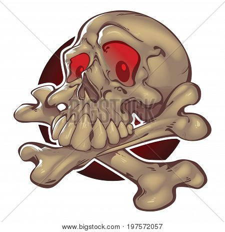 Skull and crossbones, with red eyes Vector file