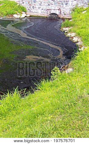 Dirt in the pond in the summer. Enviroment issue