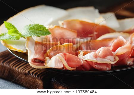 Spanish Tapas With Slices Jamon Serrano