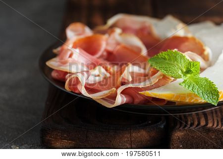 Spanish Tapas With Slices Jamon Serrano