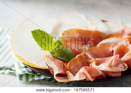 Spanish Tapas With Slices Jamon Serrano