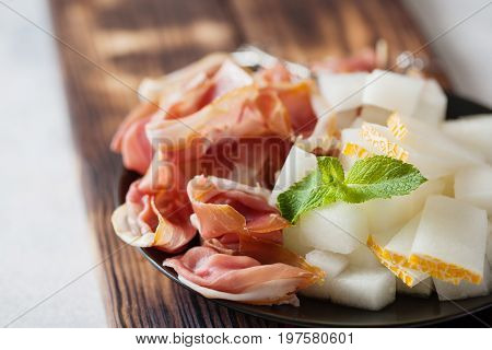 Spanish Tapas With Slices Jamon Serrano
