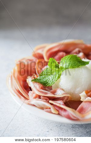Spanish Tapas With Slices Jamon Serrano